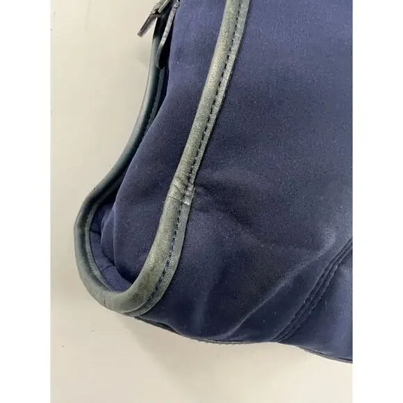 Vintage Coach Navy Blue Tote Bag Stretch Fabric Shoulder Purse Zipper Pockets - Picture 9 of 16